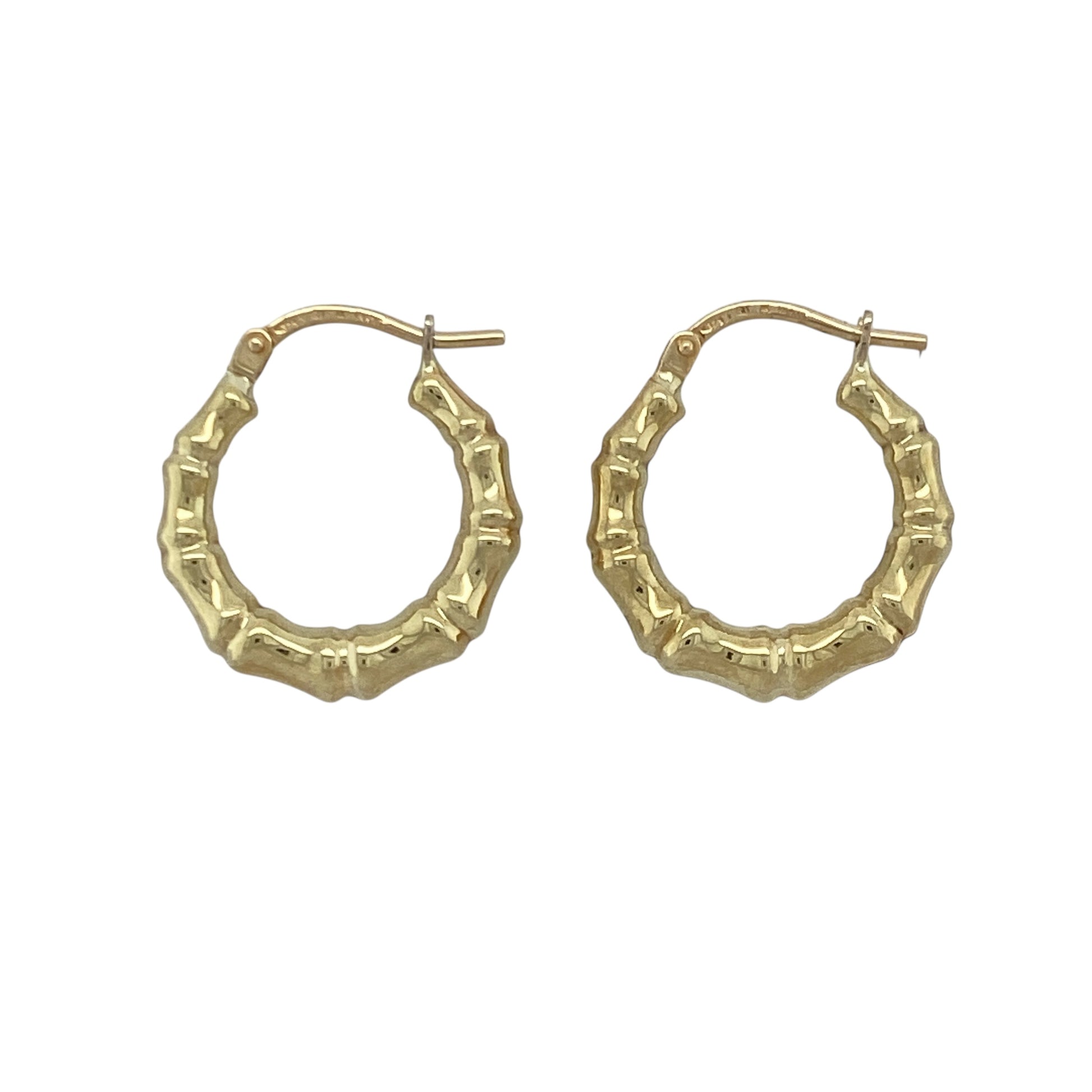 9ct Gold Bamboo Hoop Creole Earrings