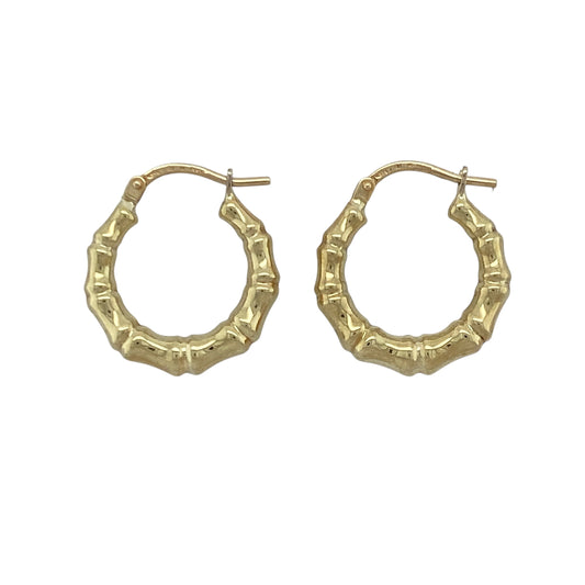 9ct Gold Bamboo Hoop Creole Earrings