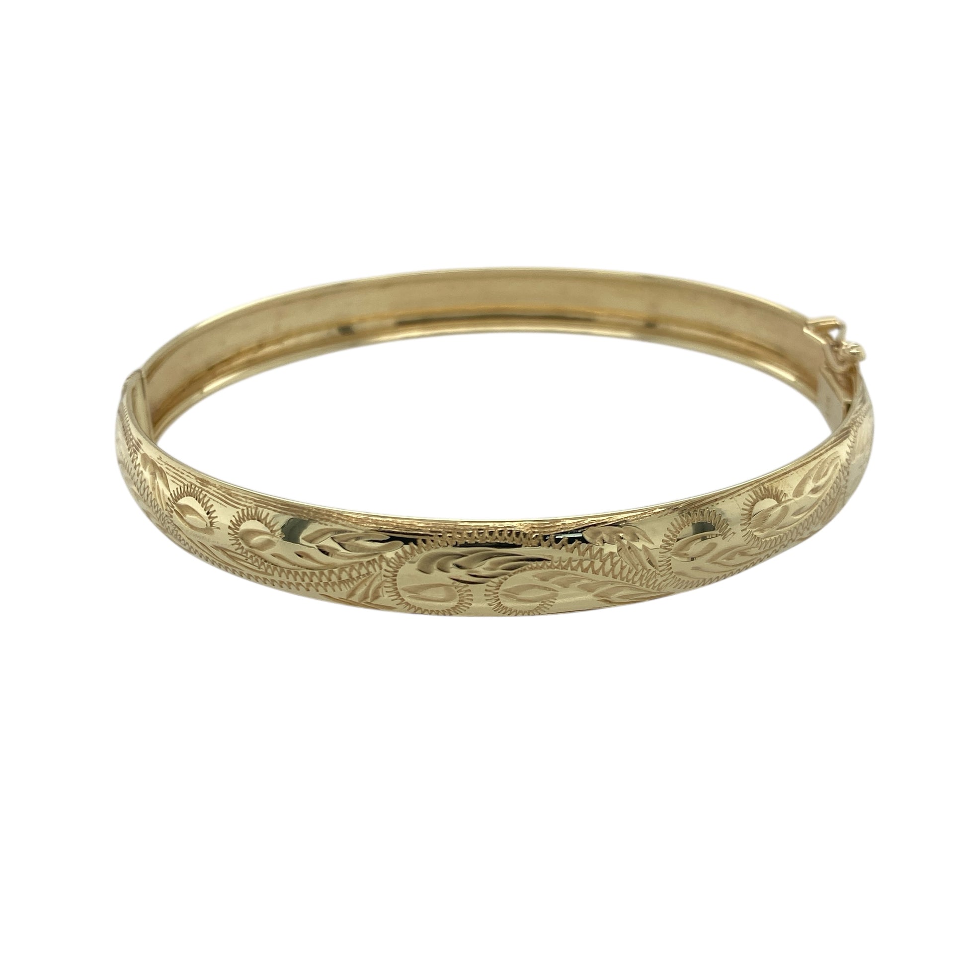 9ct Gold Patterned Hinged Bangle