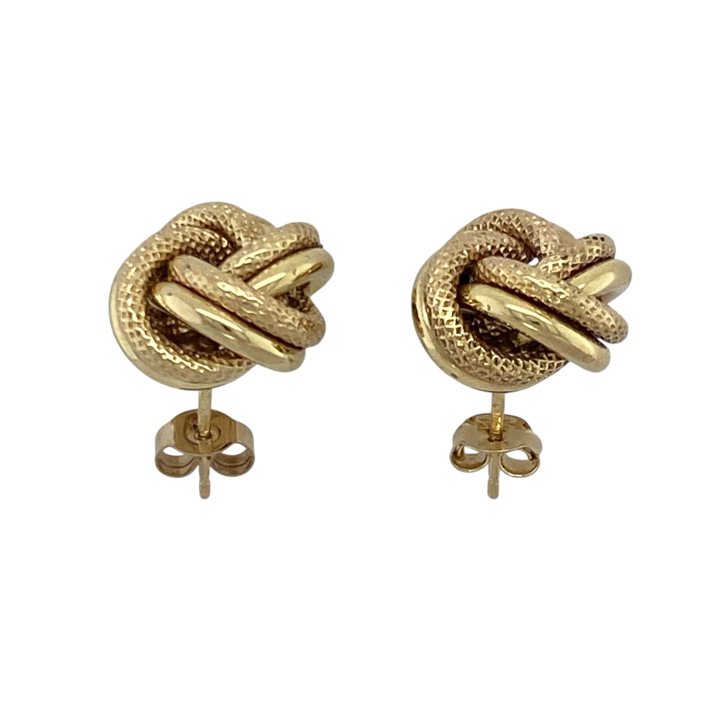 9ct Gold 13mm Patterned Knot Stud Earrings