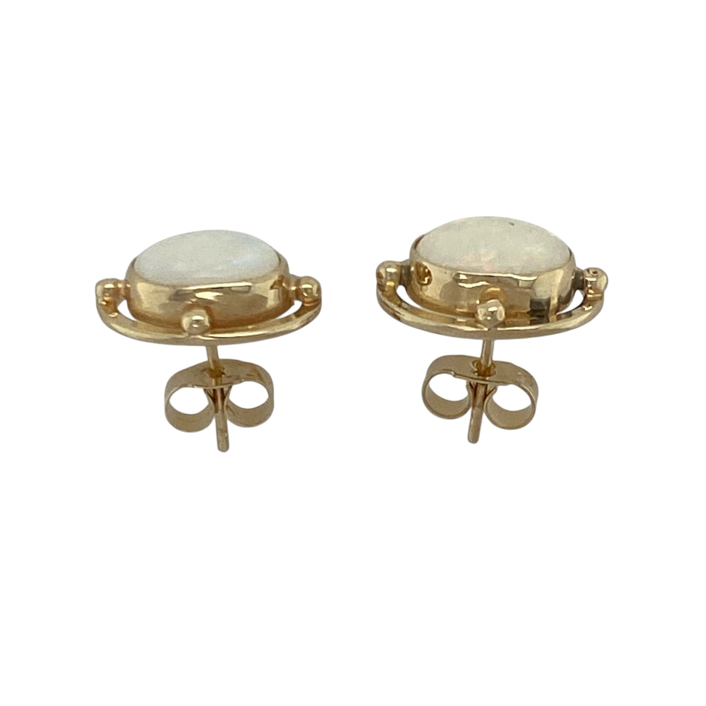 9ct Gold & Oval Opalique Set Stud Earrings