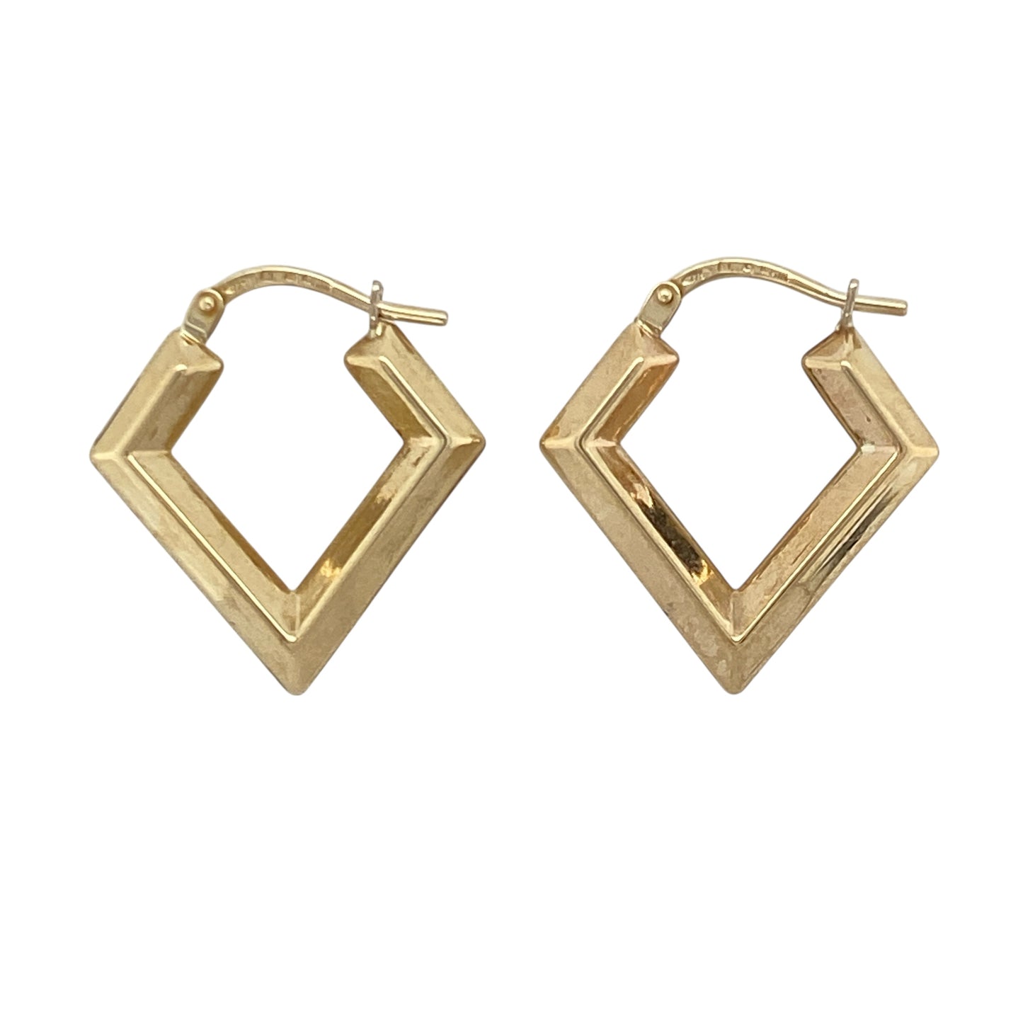 9ct Gold Triangle Shaped Creole Earrings