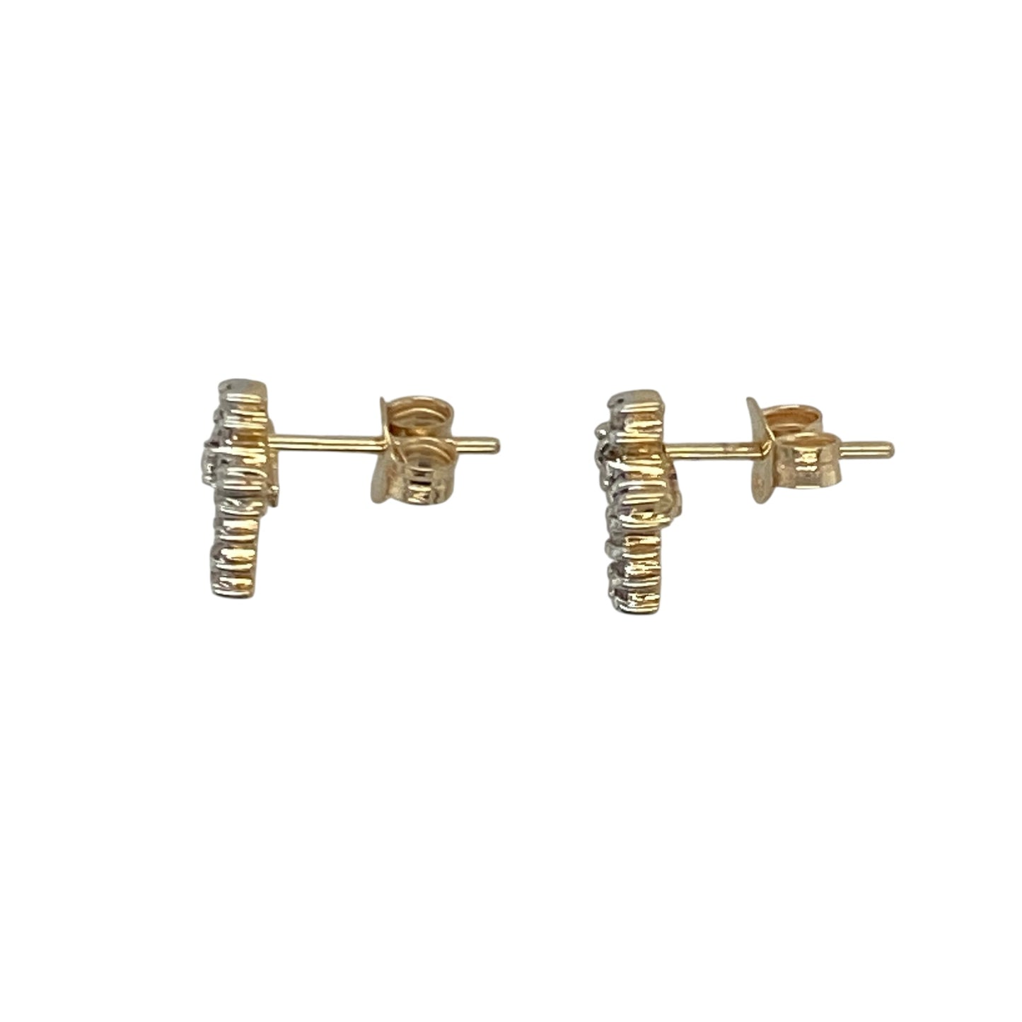 9ct Gold & Diamond Set Cross Stud Earrings