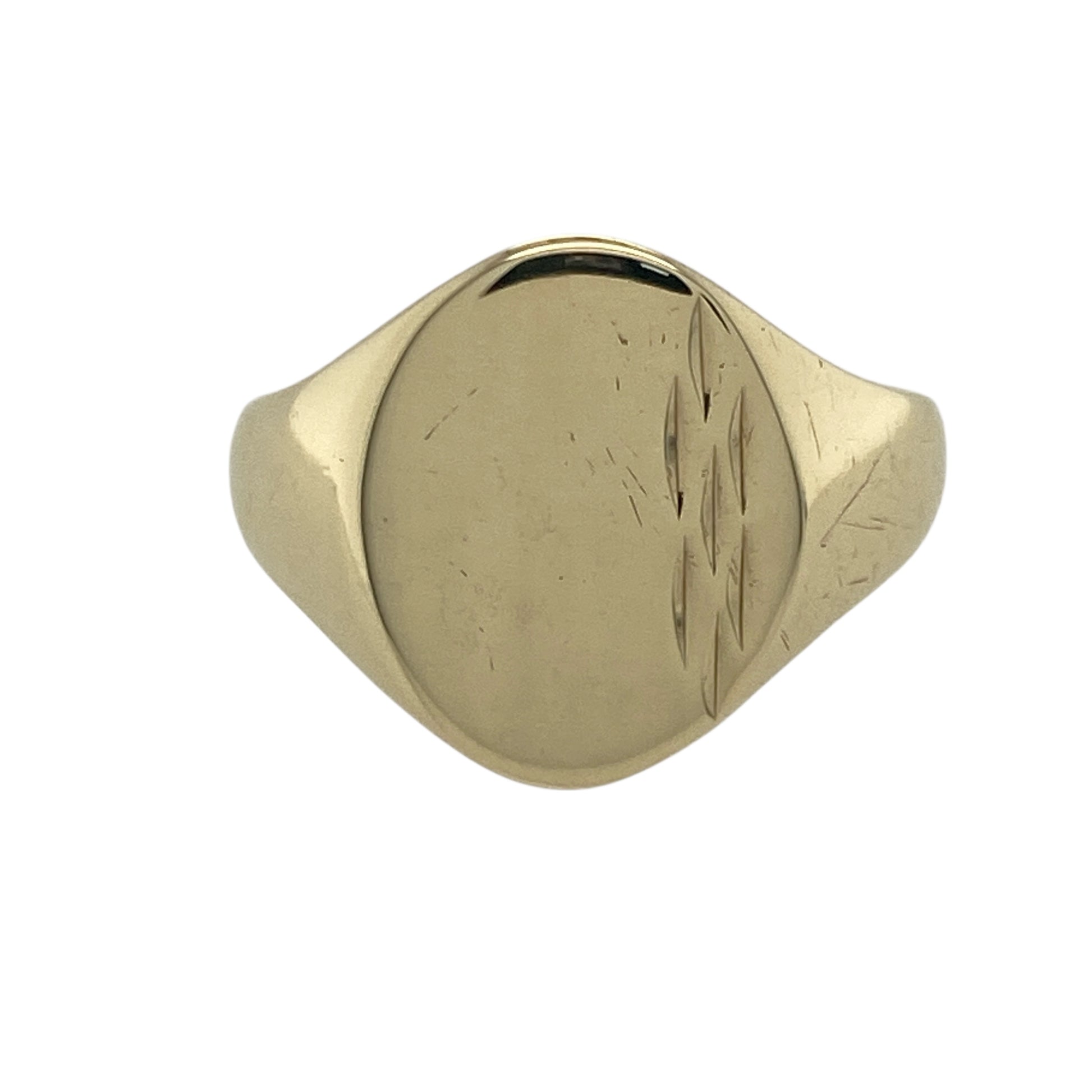 9ct Gold Patterned Oval Signet Ring
