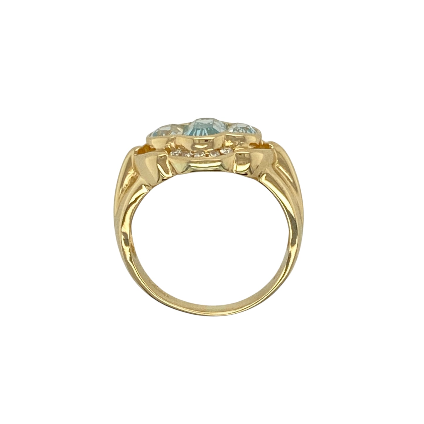 18ct Gold Aquamarine & Diamond Set Dress Ring