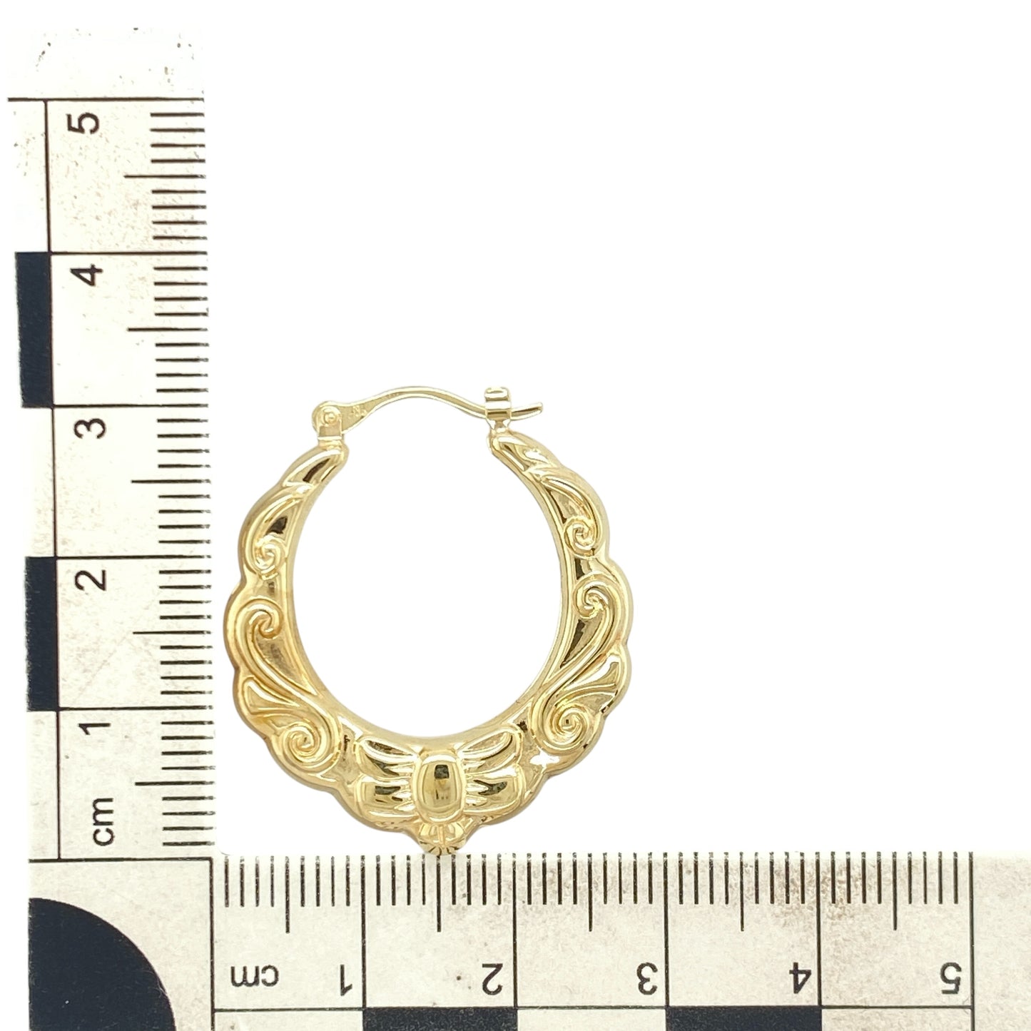 9ct Gold Patterned Creole Earrings