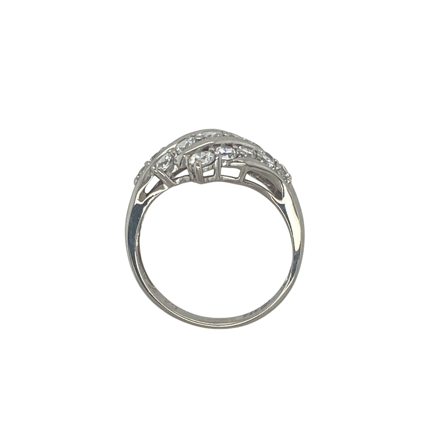 9ct White Gold & Cubic Zirconia Set Three Row Ring