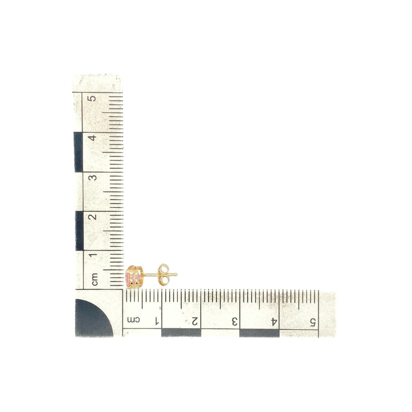 9ct Gold & Pink Stone Round Stud Earrings