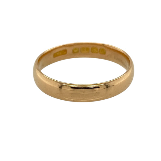 Bring timeless warmth and traditional elegance to your jewellery collection with this pre-owned 22ct yellow and rose gold wedding band ring, a classic piece that blends rich colour with enduring simplicityβperfect for everyday wear or as a meaningful symbol of commitment.
Design: This ring features a traditional plain band profile with a smooth, polished finish. Measuring approximately 3mm in width, it offers a balanced look that is both understated and refined.