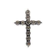 Load image into Gallery viewer, New 9ct White Gold &amp; Diamond Set Cross Pendant with the weight 3.10 grams. There is approximately 1ct of diamond content in total with approximate clarity Si and colour J - K. The pendant is 3cm long
