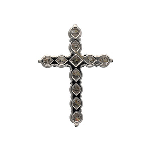 New 9ct White Gold & Diamond Set Cross Pendant with the weight 3.10 grams. There is approximately 1ct of diamond content in total with approximate clarity Si and colour J - K. The pendant is 3cm long