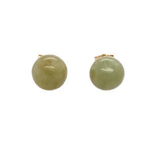 Preowned 9ct Yellow Gold & 8mm Jade Ball Stud Earrings with the weight 1.50 grams