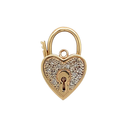 9ct Gold & Diamond Set Heart Padlock Pendant
