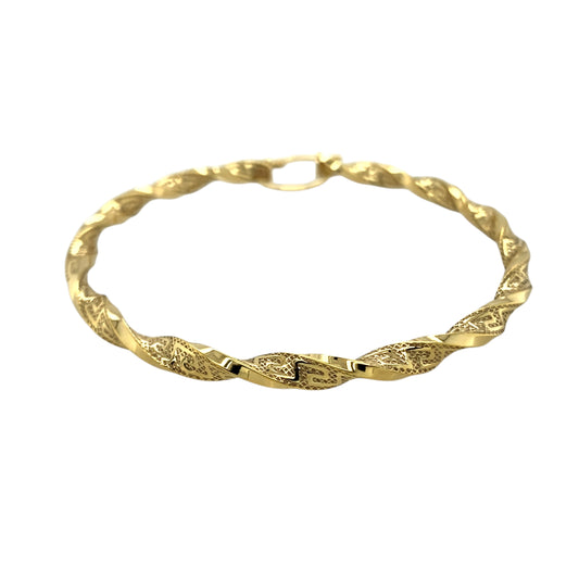 New 9ct Yellow Gold 67mm Greek Key Twisted Creole Hoop Earrings with the weight 6.20 grams