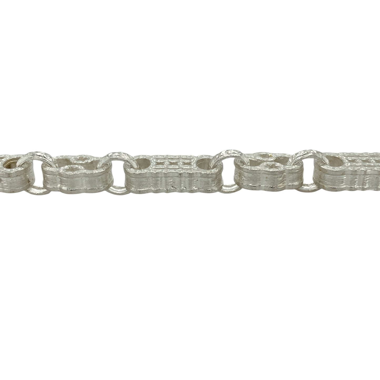 New 925 Silver 9" Patterned Gypsy Style Fancy Link Bracelet