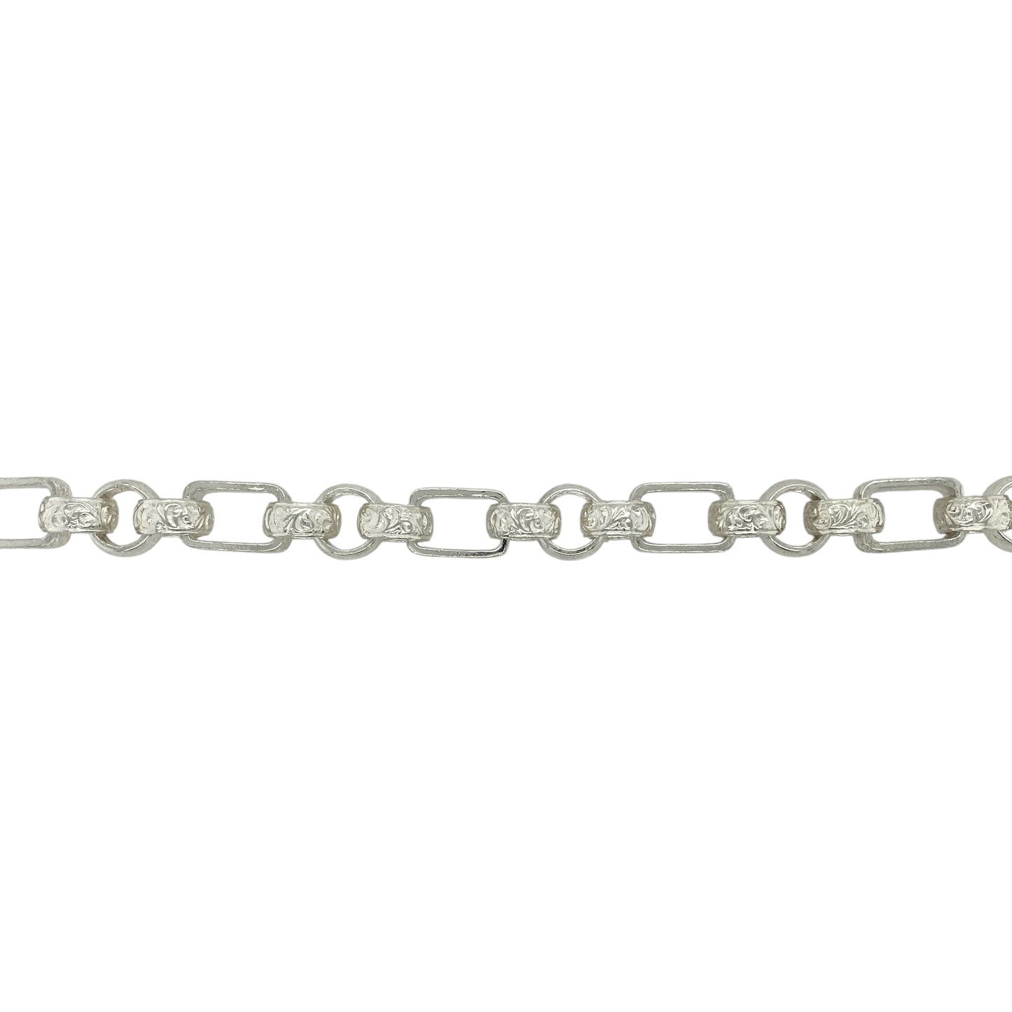 New 925 Silver 8.5" Patterned Engraved Gypsy Style Bracelet