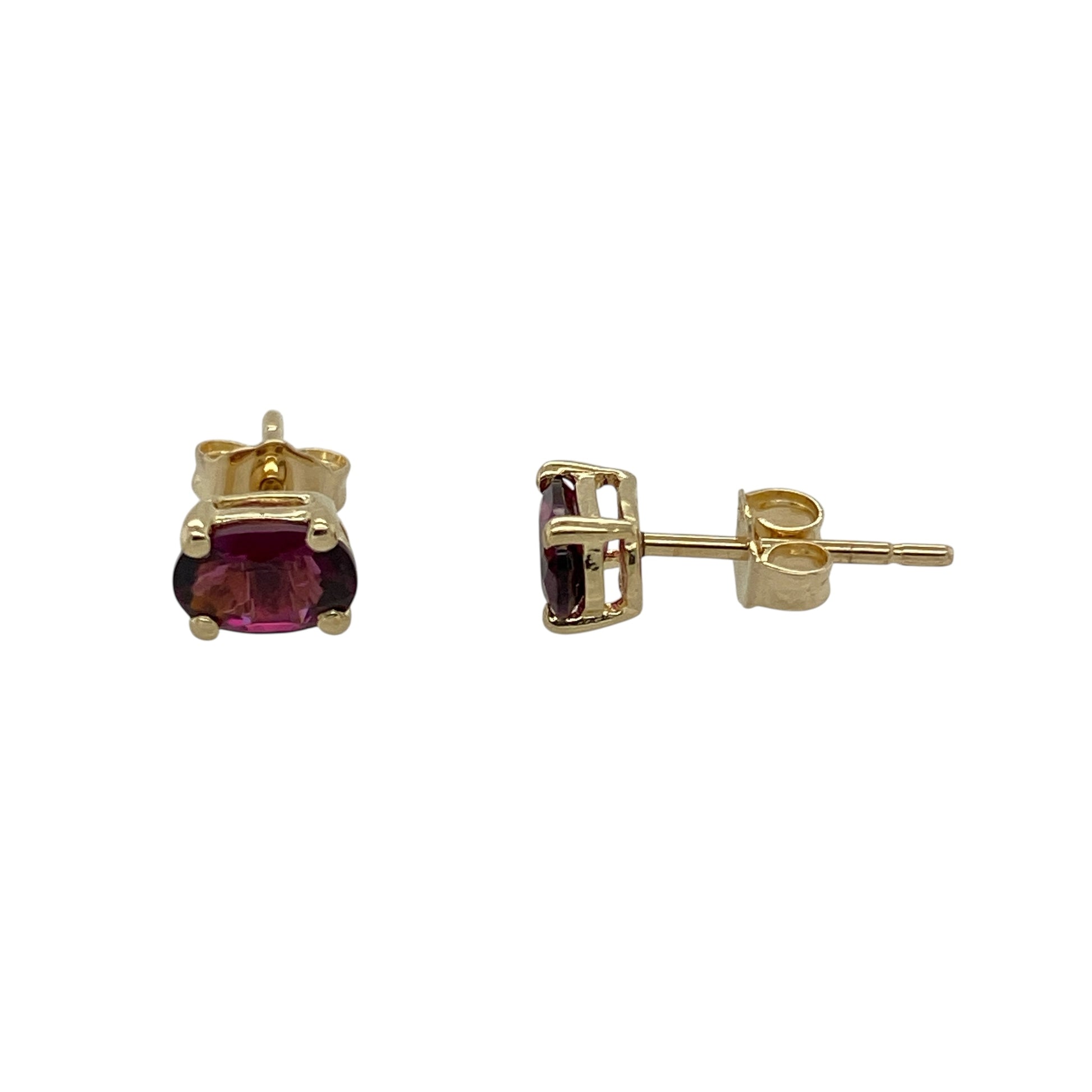 9ct Gold & Purple Stone Oval Cut Stud Earrings