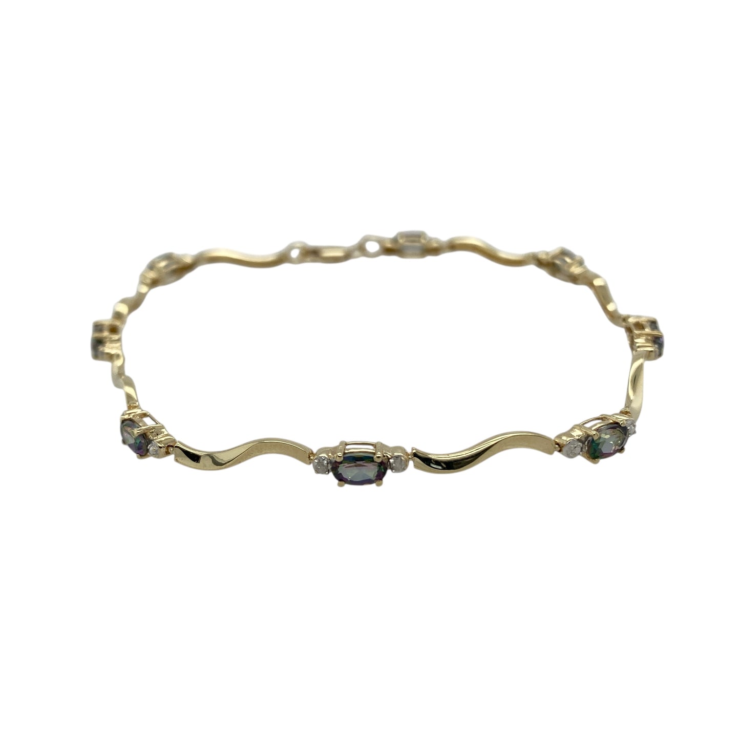 9ct Gold Diamond & Mystic Topaz Set 7.5" Bracelet