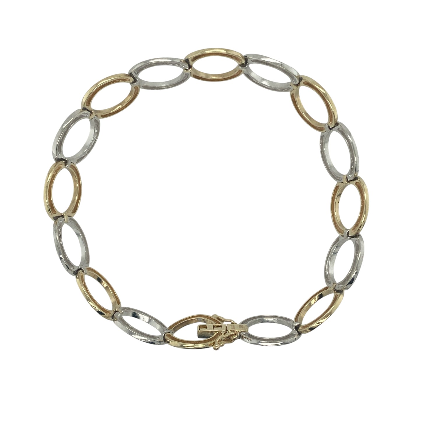 9ct Gold & Diamond Set Circle Link 7.75" Bracelet