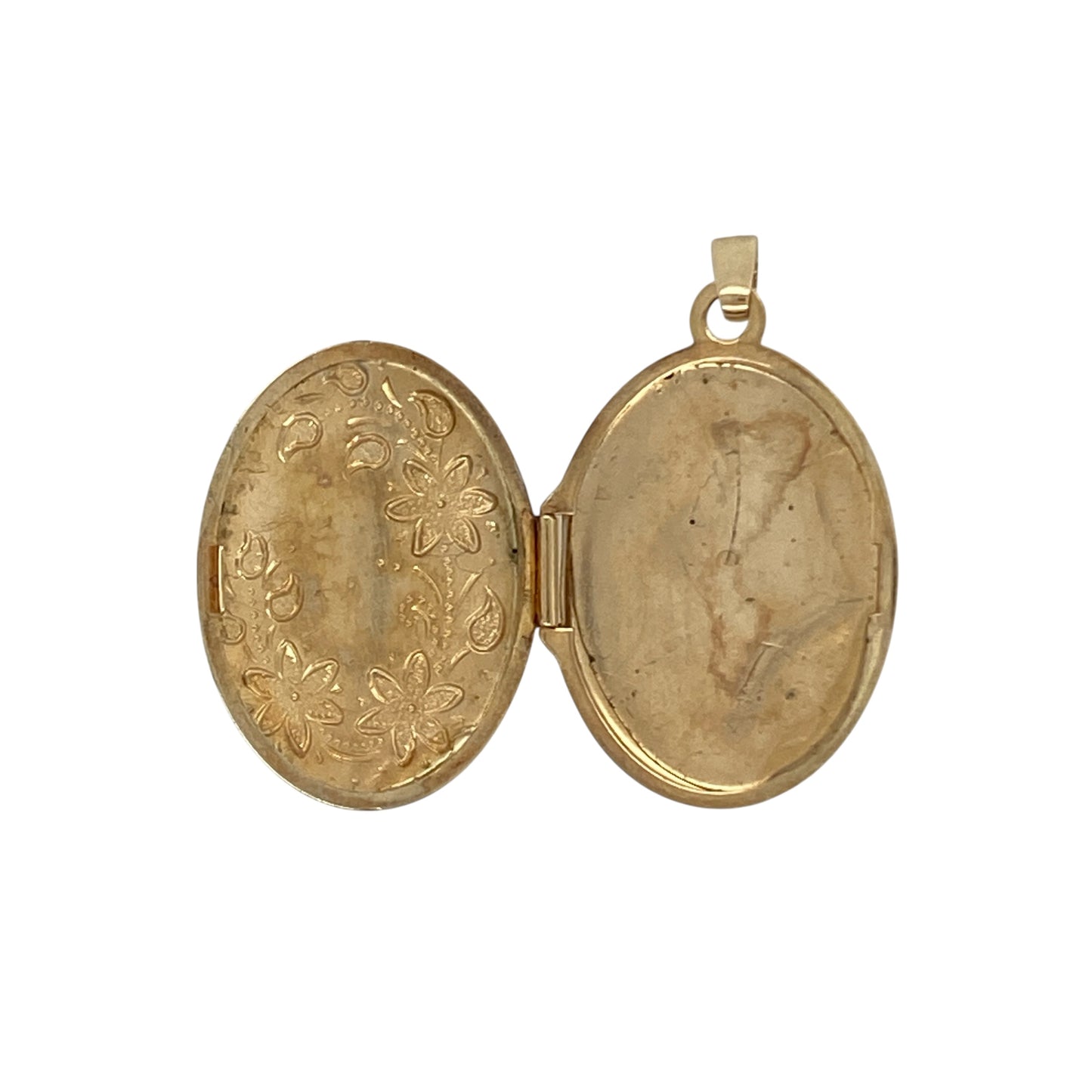 9ct Gold Flower Patterned Oval Locket