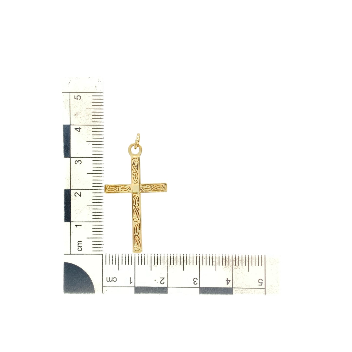 9ct Gold Patterned Cross Pendant