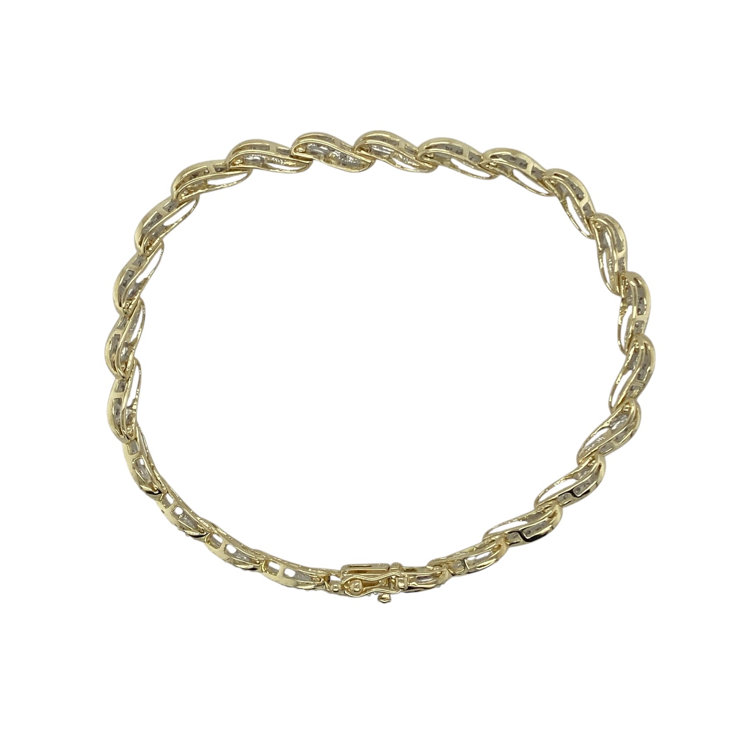 9ct Gold & Diamond Set 7.25" Wave Bracelet