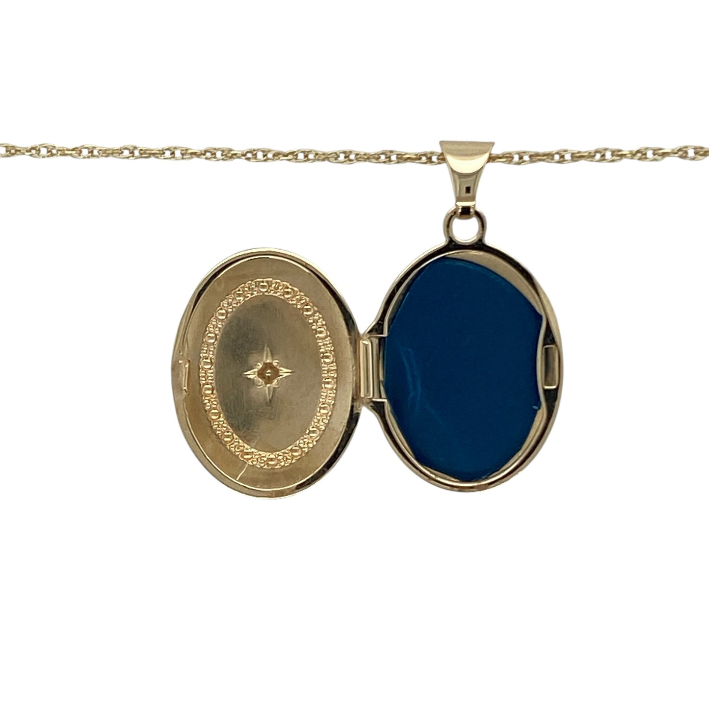9ct Gold & Diamond Set Oval Locket 18" Necklace