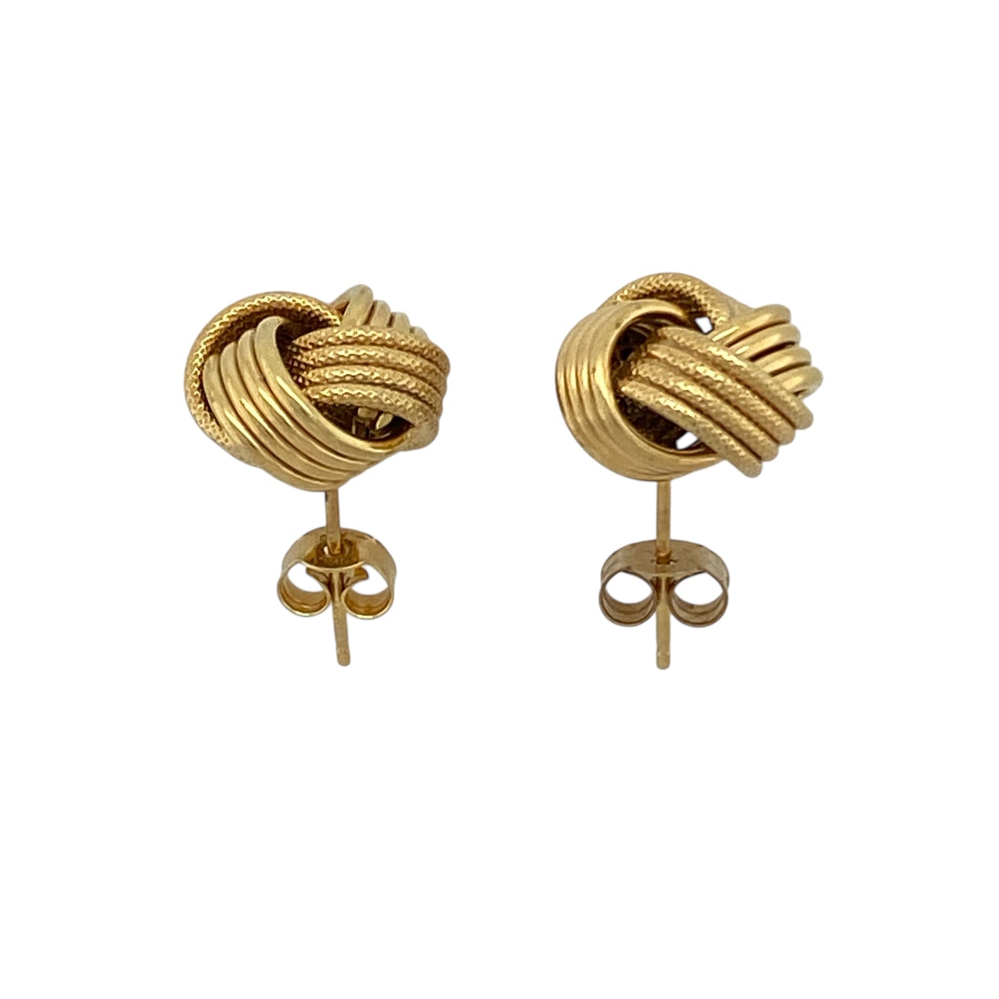 9ct Gold Patterned 12mm Knot Stud Earrings