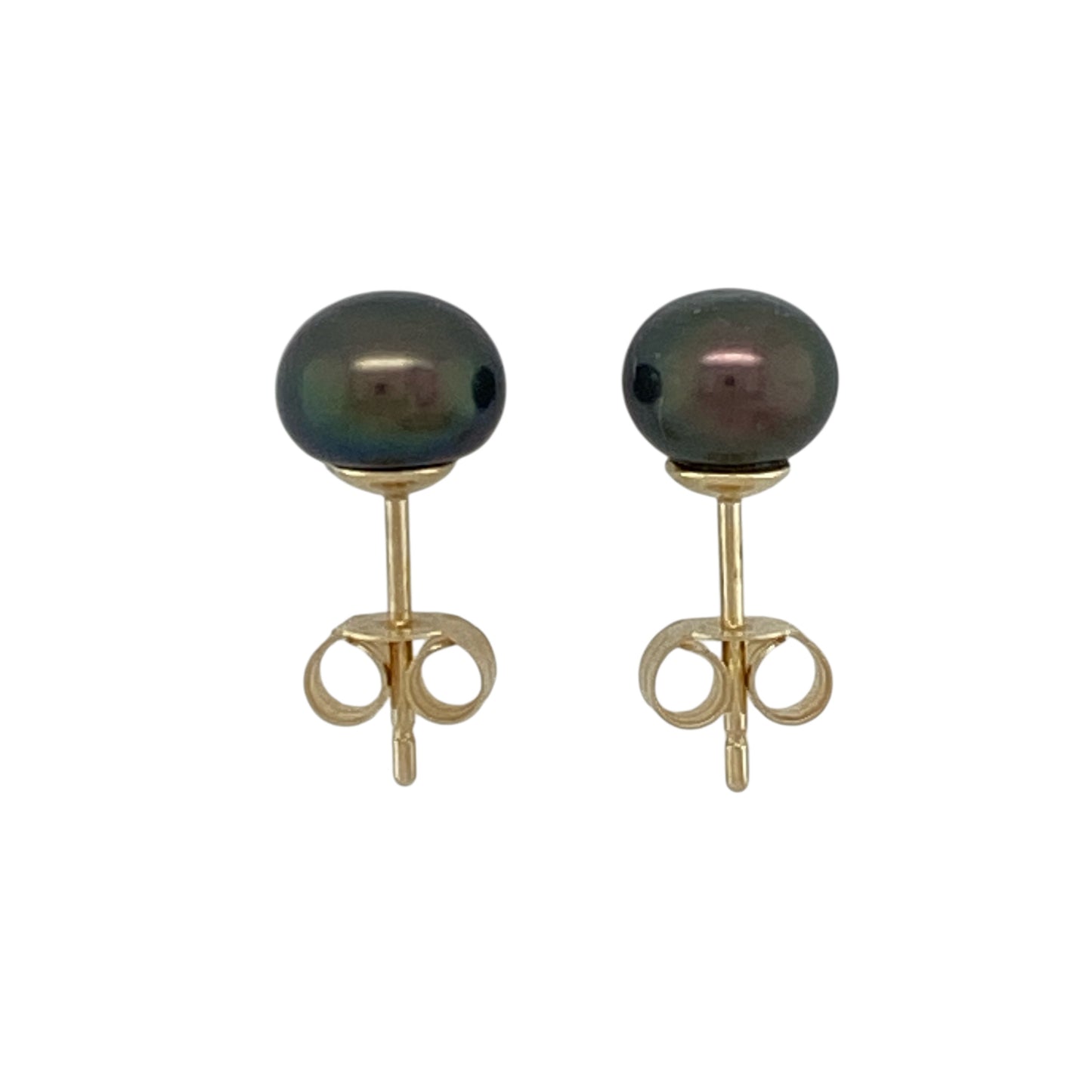 9ct Gold & Black Pearl Stud Earrings