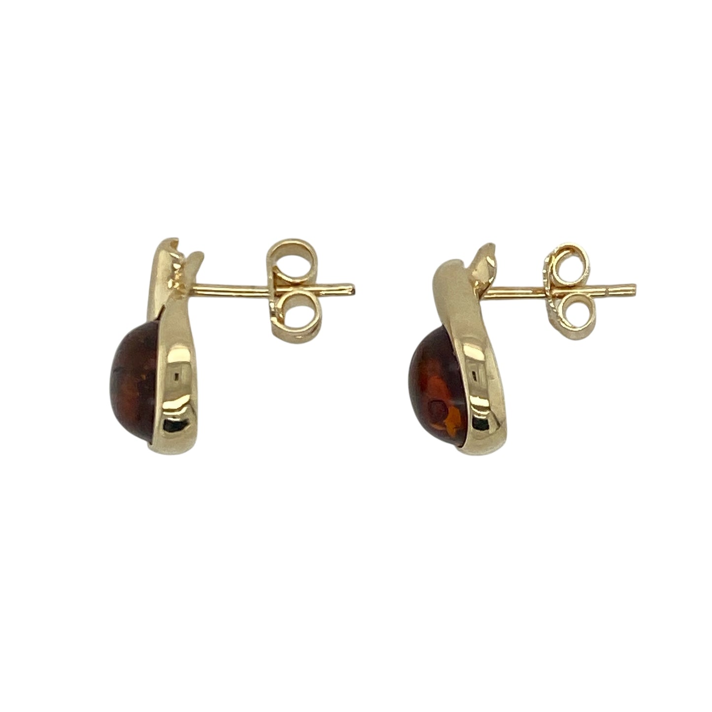 9ct Gold & Amber Twist Stud Earrings