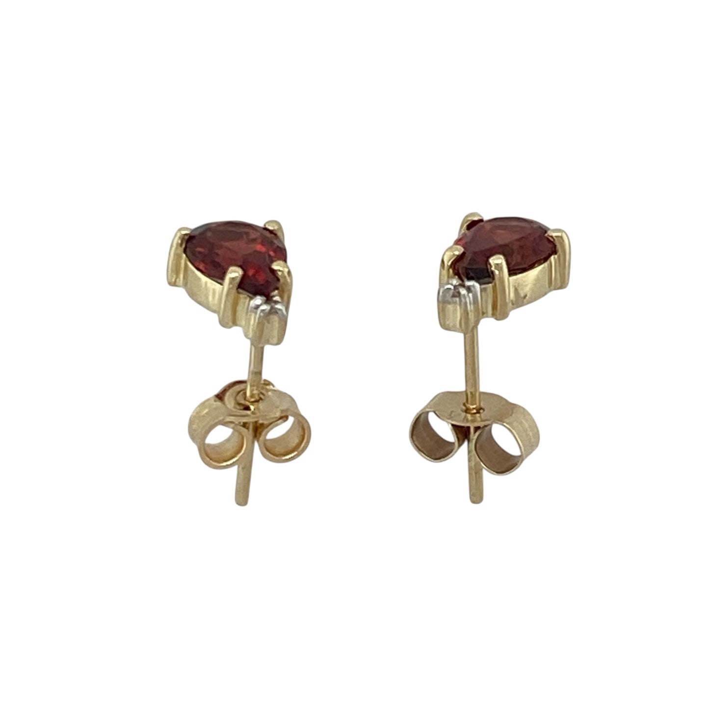 9ct Gold Diamond & Garnet Set Stud Earrings