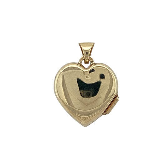 Pre-owned 9ct Yellow and White Gold Flower Patterned Heart Locket with the weight 1.20 grams and the bail is 4mm by 3mm