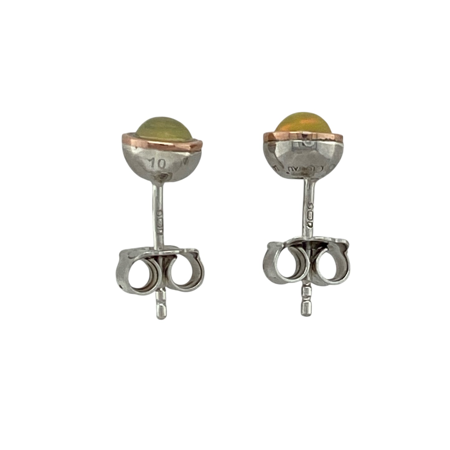 925 Silver & Yellow Stone Set Stud Earrings