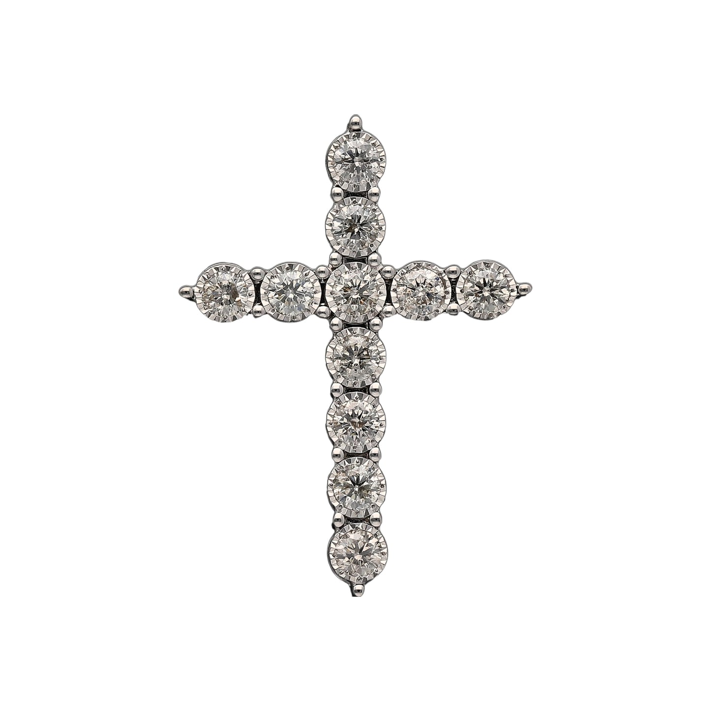 New 9ct White Gold & Diamond Set Cross Pendant