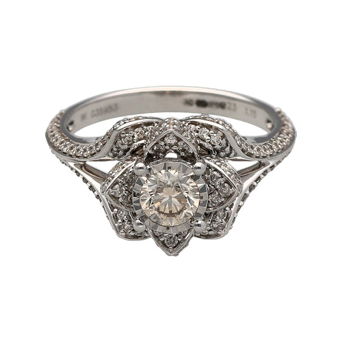 New 9ct White Gold & Diamond Set Flower Ring
