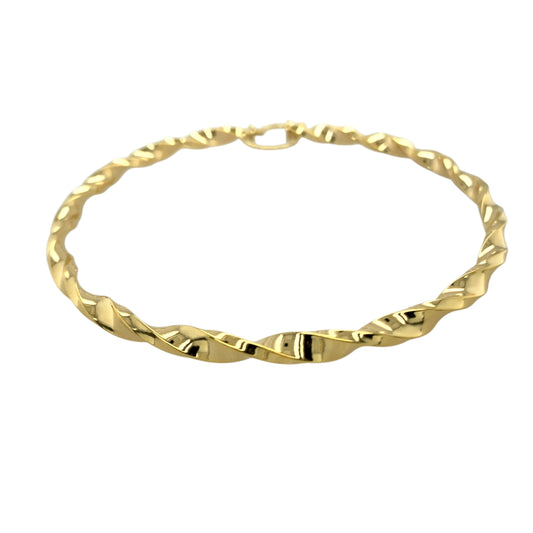 New 9ct Yellow Gold 67mm Plain Twisted Creole Earrings with the weight 6.40 grams