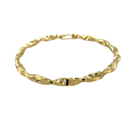 New 9ct Yellow Gold 80mm Plain Twisted Creole Earrings with the weight 7.50 grams