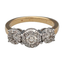 Load image into Gallery viewer, New 9ct Gold &amp; Diamond Set Trilogy Halo Ring
