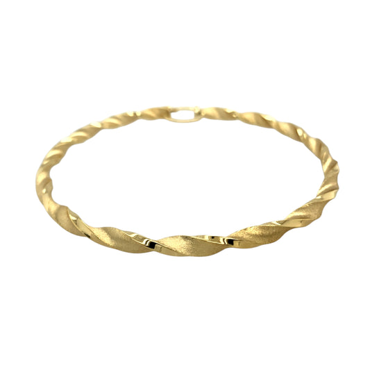 New 9ct Yellow Gold 66mm Satin Twisted Creole Earrings with the weight 6.20 grams