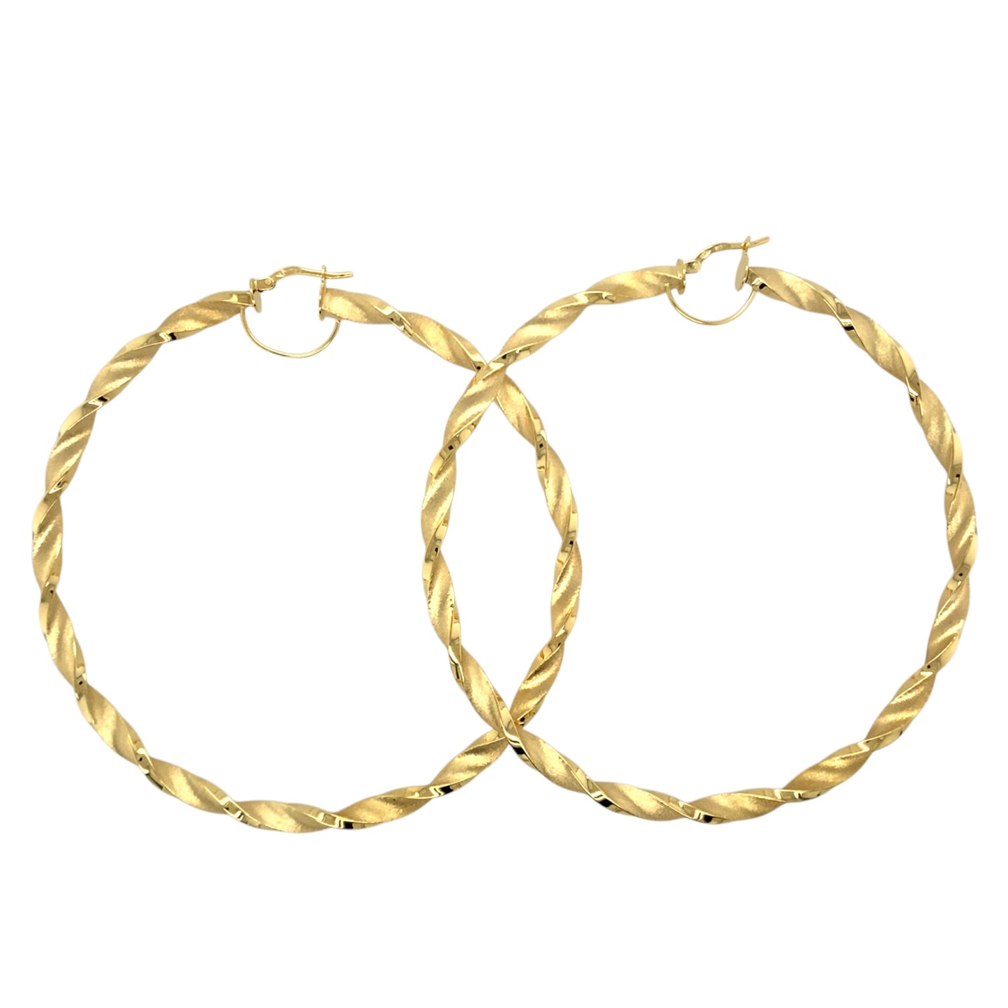 New 9ct Gold 78mm Satin Twisted Creole Earrings