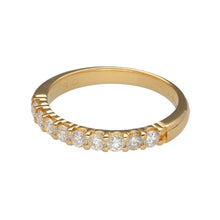 Load image into Gallery viewer, Preowned 18ct Yellow Gold &amp; Diamond Set Band Ring in size N with the weight 3.10 grams. The front of the ring is 3mm wide. There is approximately 50pt of diamond content in total with approximate clarity Si2 - i1
