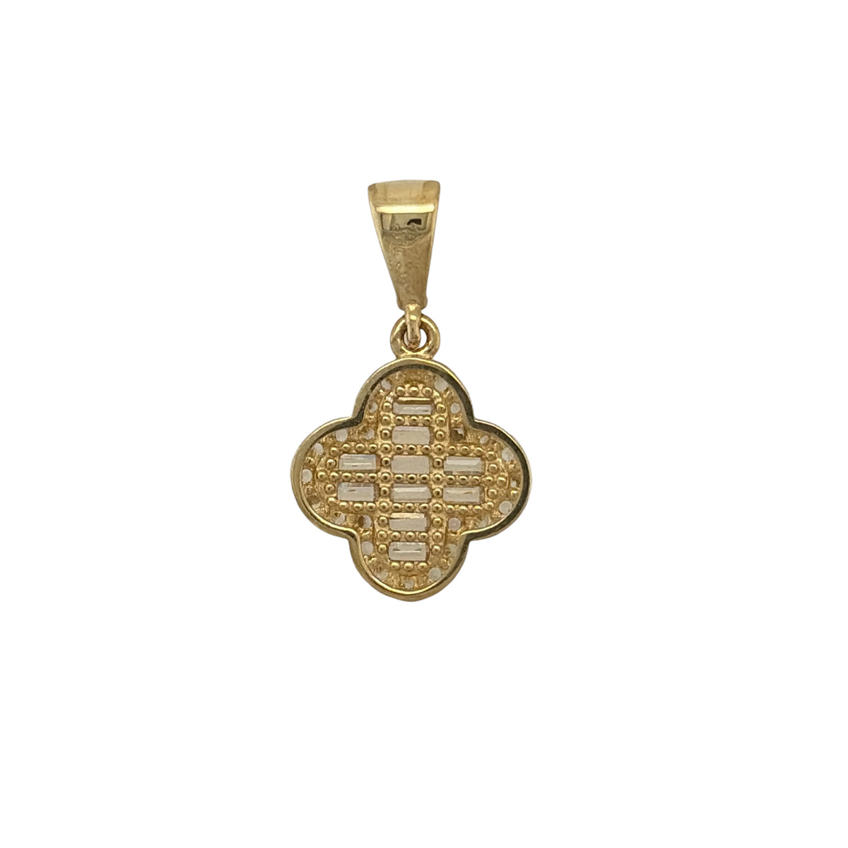 New 9ct Yellow Gold & Cubic Zirconia Cluster Flower Pendant with the weight 0.70 grams. The pendant is approx 1.1cm by 1.1cm including the bail
