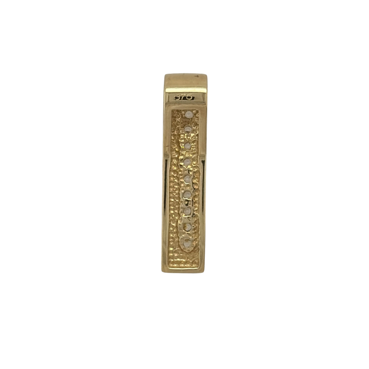 New 9ct Yellow and White Gold & Cubic Zirconia Bar Pendant with the weight 1.60 grams. The pendant is approx 1.9cm by 0.4cm including the bail