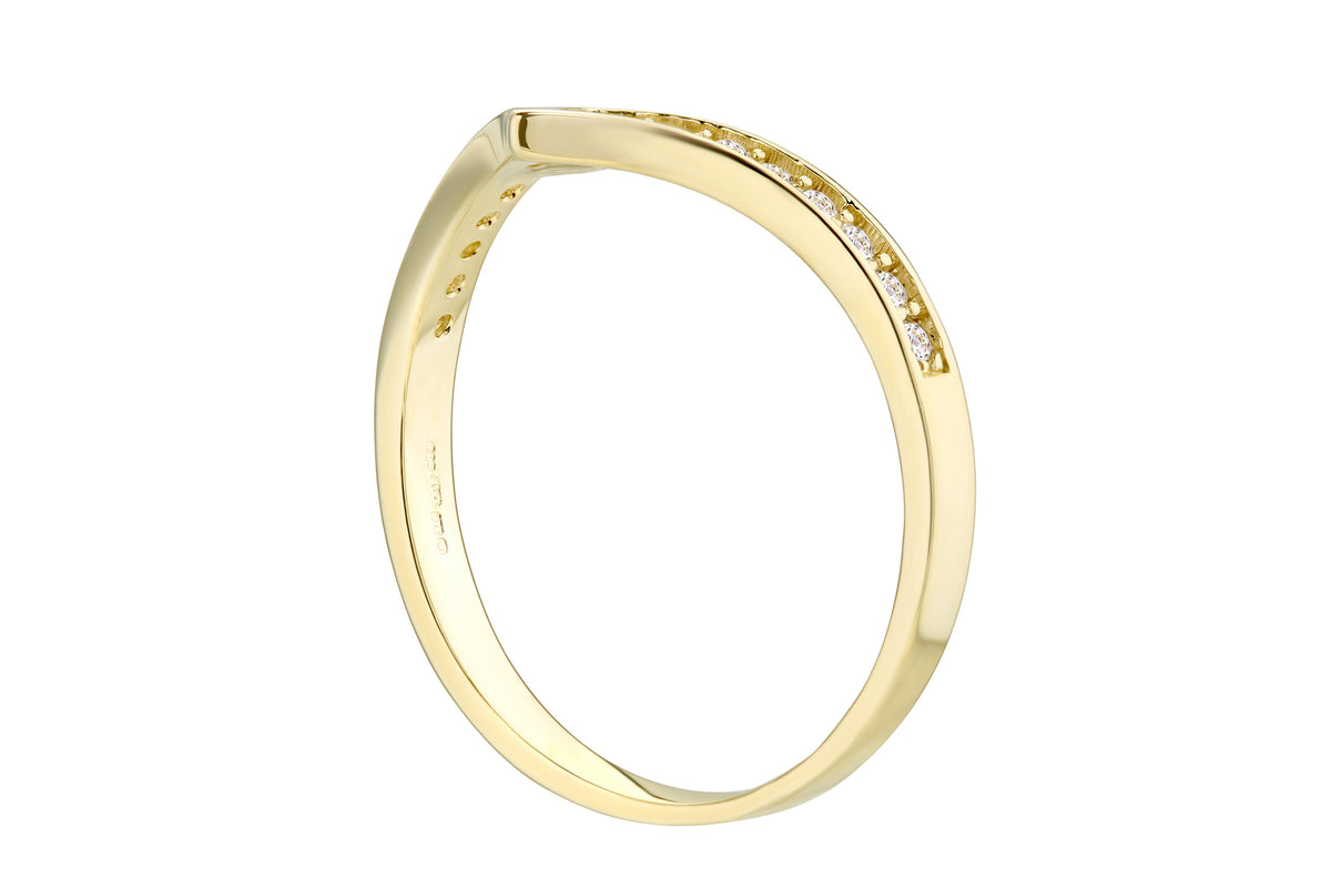 9ct Gold & Cubic Zirconia Wishbone Ring