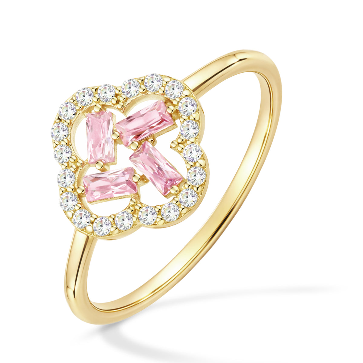 9ct Gold & Cubic Zirconia Cluster Flower Ring