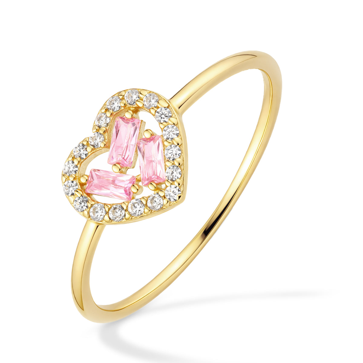 9ct Gold & Cubic Zirconia Cluster Heart Ring