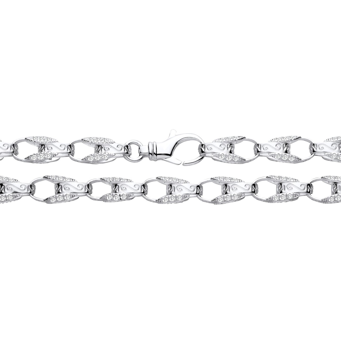 925 Silver & Cubic Zirconia Set 26" Tulip Chain