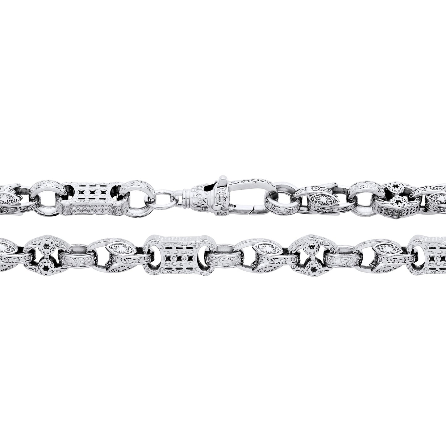 925 Silver 24" Tulip & Star and Bar Chain