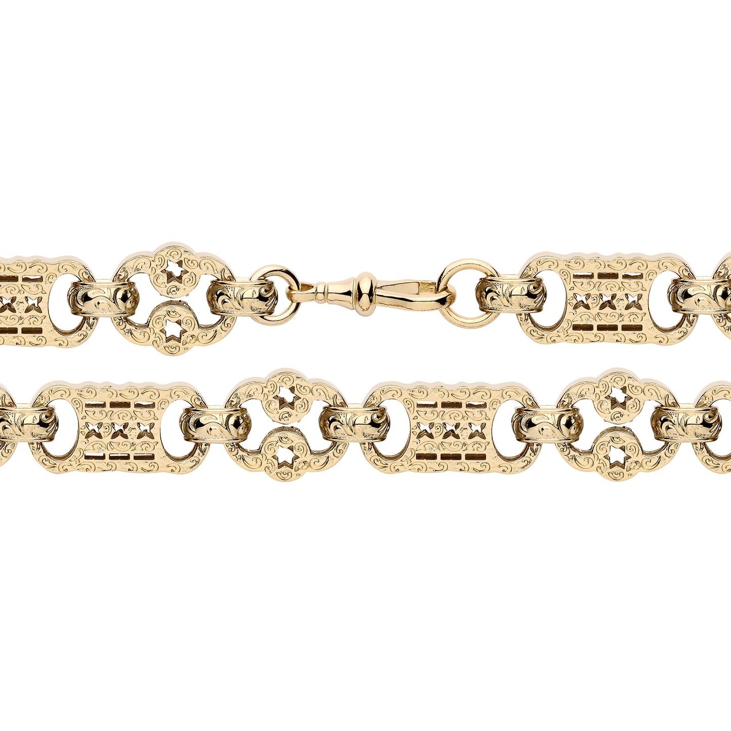 925 Silver Gold Plated 9" Star and Bar Bracelet