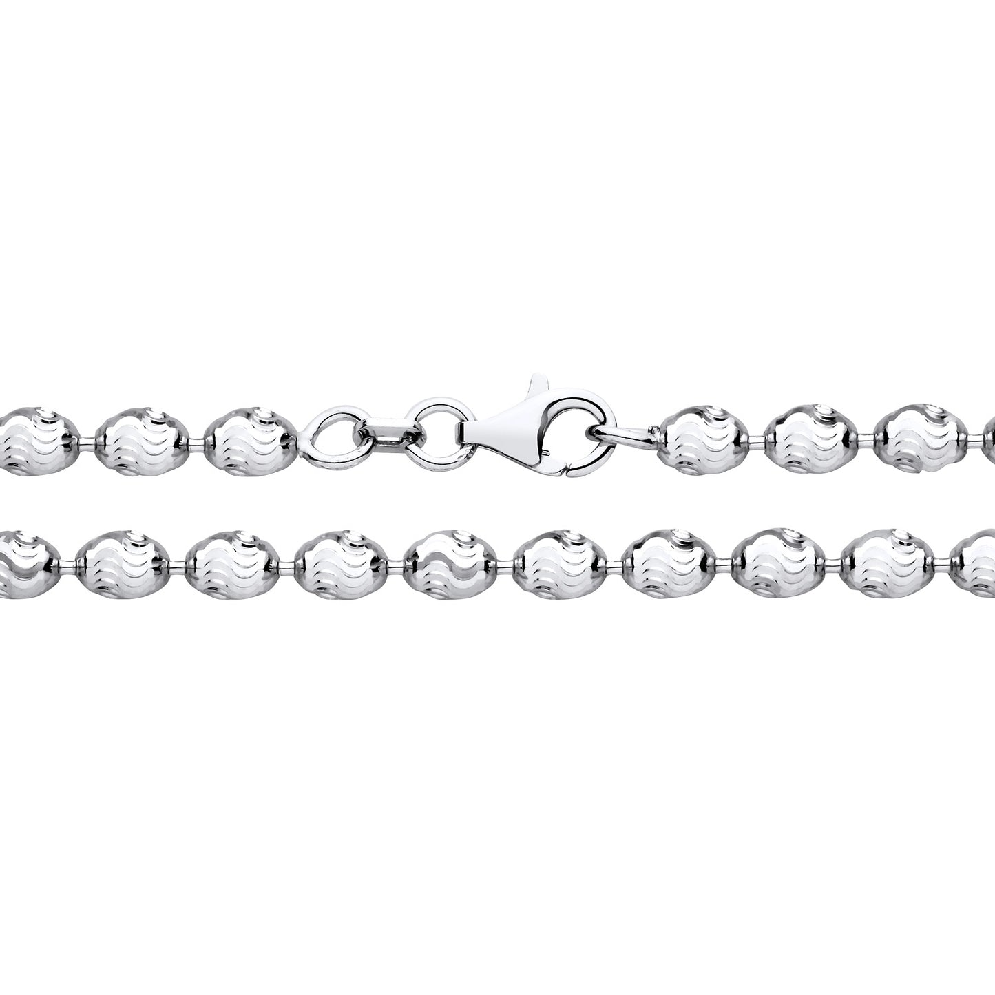 925 Silver 7" Diamond Cut Beaded Bracelet